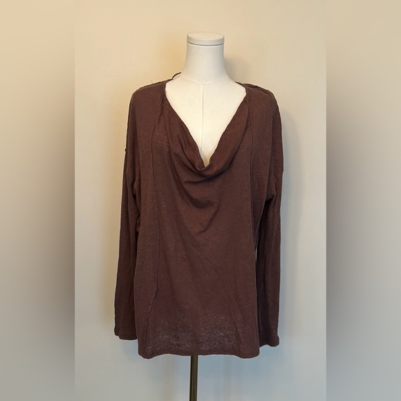 WE THE FREE x FREE PEOPLE brown linen/cotton blend sweater size extra small - Picture 4 of 10